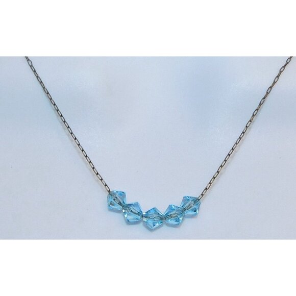 Whimsical Minimalist Ice Blue Beaded Necklace - Picture 1 of 4